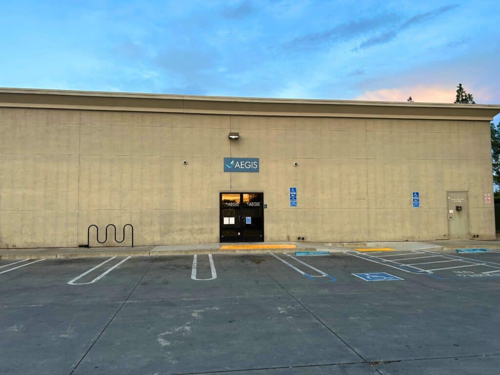 Rear entrance of Aegis in Ceres, CA