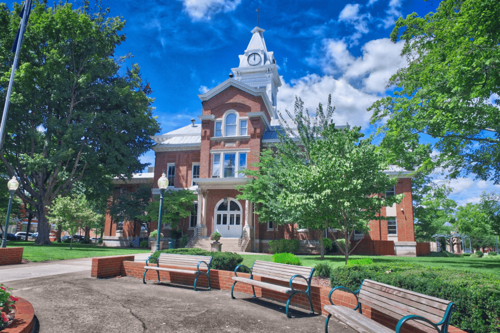 Outside of a municipal building in Franklin, Kentucky.