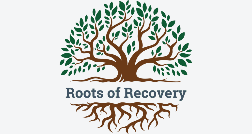 Graphic of a tree with 'Roots of Rcovery' written below the trunk.