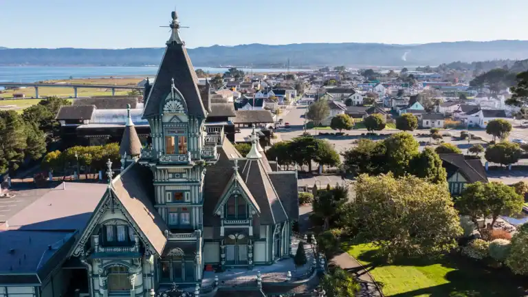 aerial shot of downtown Eureka CA
