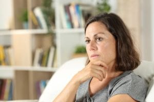 Woman contemplating how dissociative drugs have impacted her life.